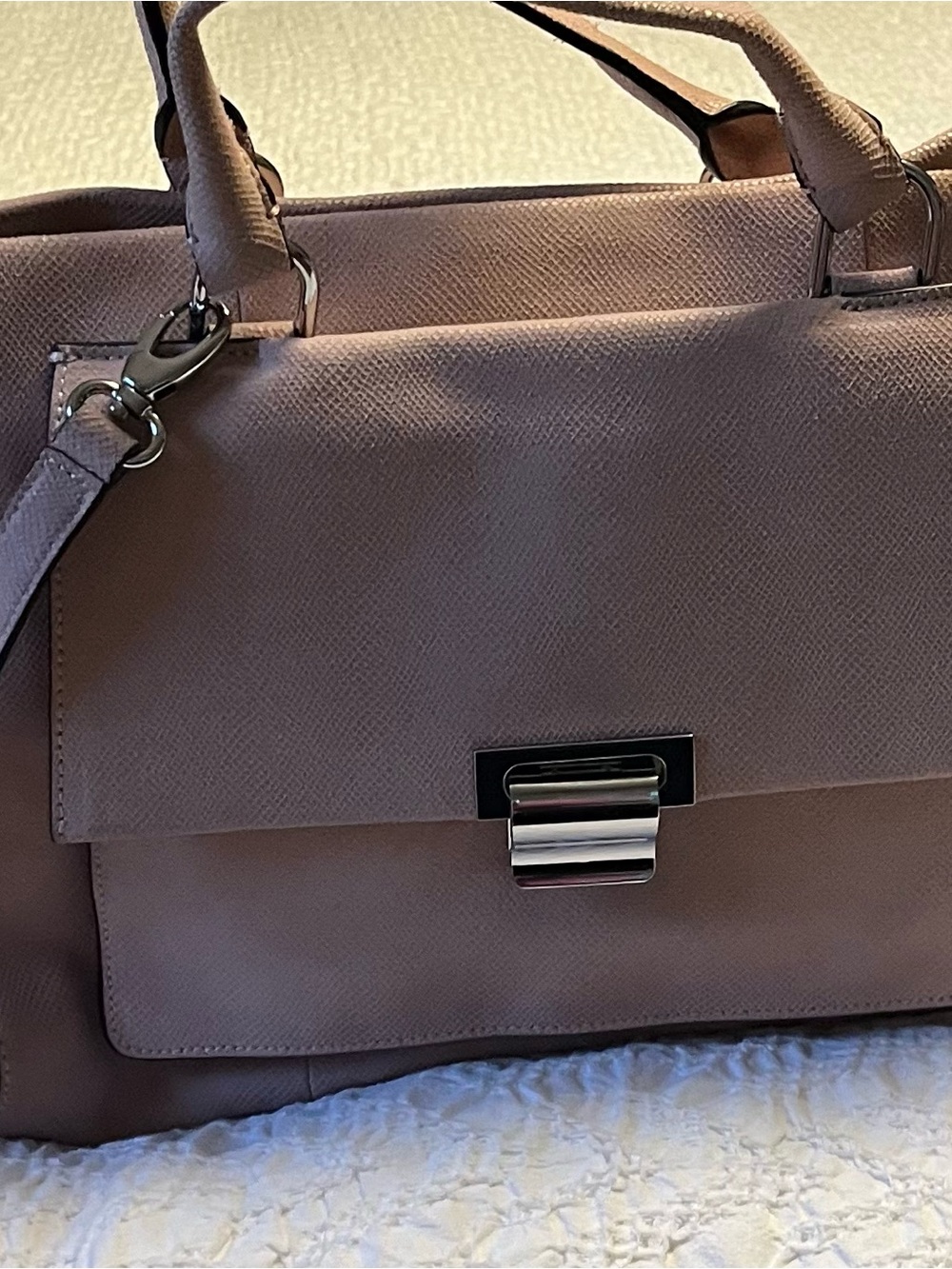 Ivanka Trump Rio Saffiano Leather Satchel Blush Taupe Shoulder Bag